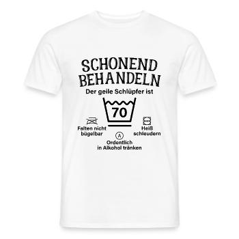 Schonend Behandeln Geiler Schlüpfer 70. Geburtstag - Männer T-Shirt - Weiß - Vorne - AI Model Male 178 dark (178cm)