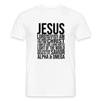 Idée cadeau chrétienne des noms de Jésus-Christ - T-shirt homme - blanc - Devant - AI Model Male 178 dark (178cm)