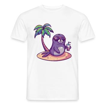 Seal Summer Holiday - Men's T-Shirt - white - Front - AI Model Male 178 dark (178cm)