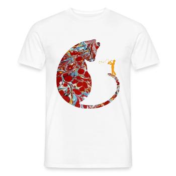chat avec saxophone e 251 - T-shirt homme - blanc - Devant - AI Model Male 178 dark (178cm)