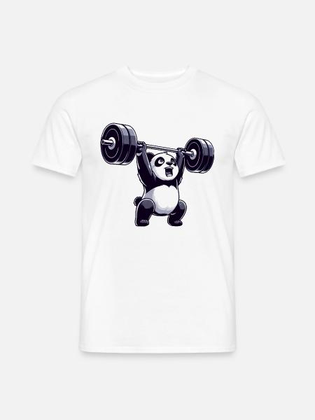 Panda Gewichtheber mit Hantel - Männer T-Shirt - Weiß