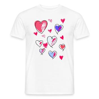 Hearts, sketch, drawing, heart, colorful hearts, pink - Men's T-Shirt - white - Front - AI Model Male 178 dark (178cm)