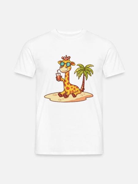 Giraffe Insel Sommer Palme - Männer T-Shirt - Weiß