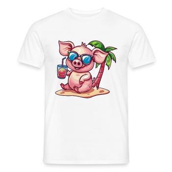Palmier d’été de l’île aux cochons - T-shirt homme - blanc - Devant - AI Model Male 178 dark (178cm)