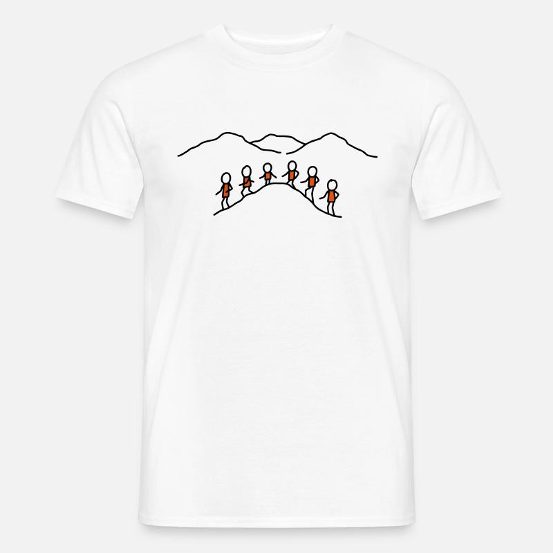 6 Männchen wandern - V2 - Männer T-Shirt - Weiß