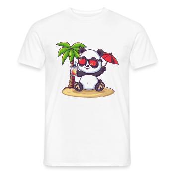 Palmier d’été de l’île aux pandas - T-shirt homme - blanc - Devant - AI Model Male 178 dark (178cm)