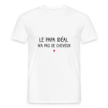 papa idéal sans cheveux - T-shirt homme - blanc - Devant - AI Model Male 178 dark (178cm)