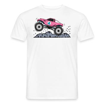 Monster Truck Birthday 4 Pink - Men's T-Shirt - white - Front - AI Model Male 178 dark (178cm)