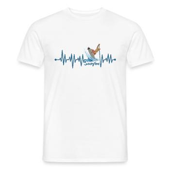 Heartbeat Surfing Surfer Surfboard Vacation - Men's T-Shirt - white - Front - AI Model Male 178 dark (178cm)