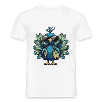 Pfau Vogel Comic Urlaub - Männer T-Shirt - Weiß - Vorne - AI Model Male 178 dark (178cm)