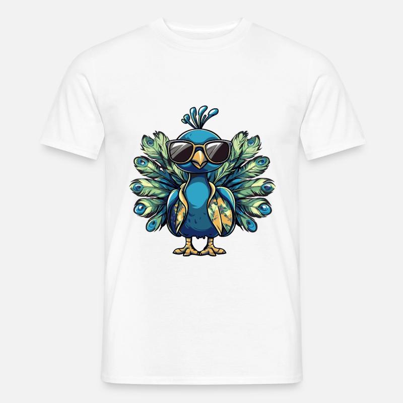 Pfau Vogel Comic Urlaub - Männer T-Shirt - Weiß