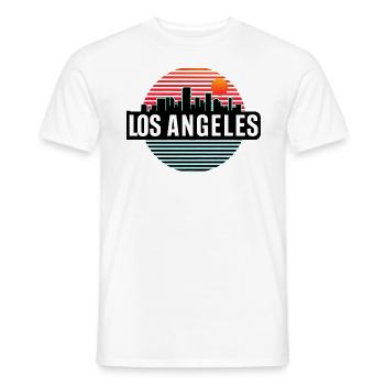 Los Angeles Synthwave Futuristic 80's Styling Tee - Men's T-Shirt - white - Front - AI Model Male 178 dark (178cm)