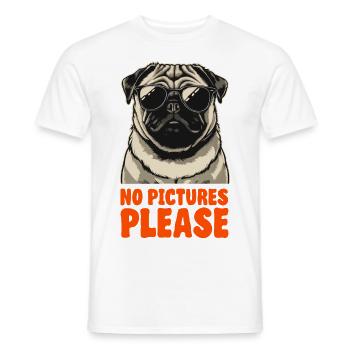 Mops mit Sonnenbrille - Keine Fotos Bitte - Men's T-Shirt - white - Front - AI Model Male 178 dark (178cm)