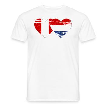 Pérou Hollande drapeau coeur utilisé - T-shirt homme - blanc - Devant - AI Model Male 178 dark (178cm)