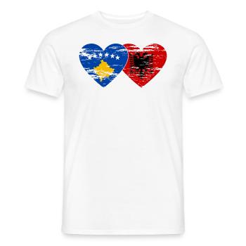 Kosovo Albanie drapeau coeur utilisé - T-shirt homme - blanc - Devant - AI Model Male 178 dark (178cm)