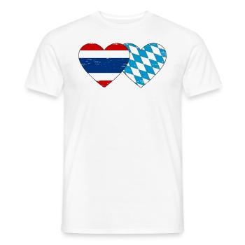 Thailand Bavaria Flag Heart used - Men's T-Shirt - white - Front - AI Model Male 178 dark (178cm)