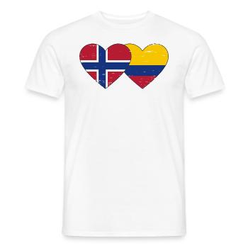 Norvège Colombie Drapeau Coeur Utilisé - T-shirt homme - blanc - Devant - AI Model Male 178 dark (178cm)