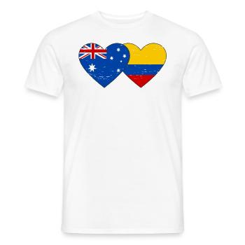 Australie Colombie Drapeau Coeur Utilisé - T-shirt homme - blanc - Devant - AI Model Male 178 dark (178cm)