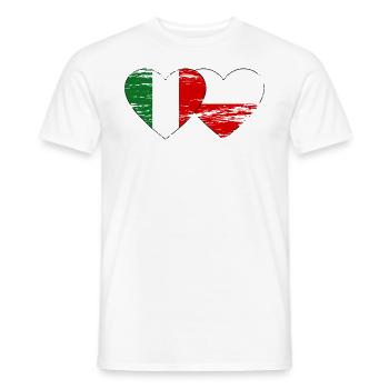 Italie Pologne Drapeau Coeur utilisé - T-shirt homme - blanc - Devant - AI Model Male 178 dark (178cm)