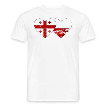 Géorgie Pologne drapeau coeur utilisé - T-shirt homme - blanc - Devant - AI Model Male 178 dark (178cm)