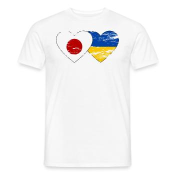 Japan Ukraine flag heart used - Men's T-Shirt - white - Front - AI Model Male 178 dark (178cm)
