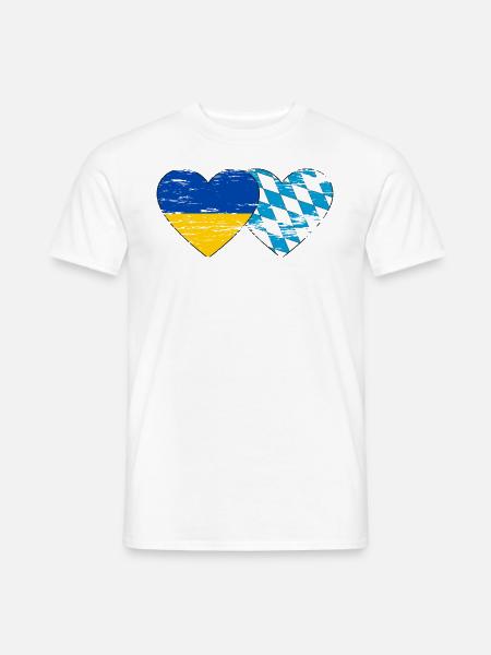Ukraine Bayern Flagge Herz used - Männer T-Shirt - Weiß