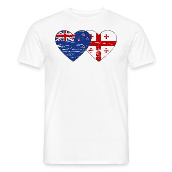 Nouvelle-Zélande Géorgie drapeau coeur utilisé - T-shirt homme - blanc - Devant - AI Model Male 178 dark (178cm)
