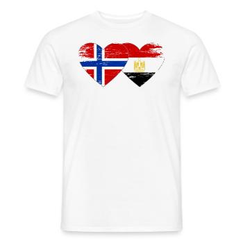Norway Egypt Flag Hands Heart Shape Used - Men's T-Shirt - white - Front - AI Model Male 178 dark (178cm)