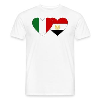 Italy Egypt Flag Hands Heart Shape - Men's T-Shirt - white - Front - AI Model Male 178 dark (178cm)