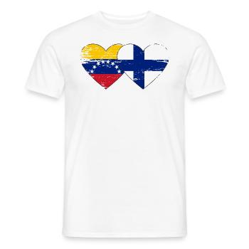 Venezuela Finland flag hands heart shape used - Men's T-Shirt - white - Front - AI Model Male 178 dark (178cm)