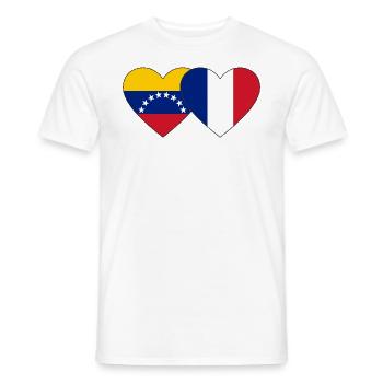 Venezuela France Flag Hands Heart Shape - Men's T-Shirt - white - Front - AI Model Male 178 dark (178cm)