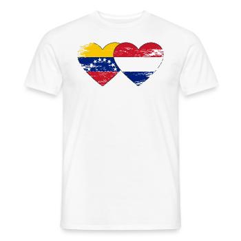 Venezuela Hollande Drapeau Mains Coeur Forme Utilisé - T-shirt homme - blanc - Devant - AI Model Male 178 dark (178cm)