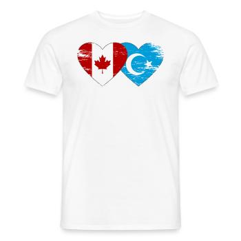 Canada Uyghur flag heart used - Men's T-Shirt - white - Front - AI Model Male 178 dark (178cm)