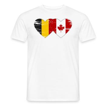 Belgium Canada Flag Heart used - Men's T-Shirt - white - Front - AI Model Male 178 dark (178cm)
