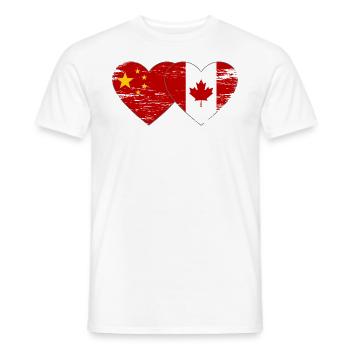 China Canada Flag Heart Used - Men's T-Shirt - white - Front - AI Model Male 178 dark (178cm)