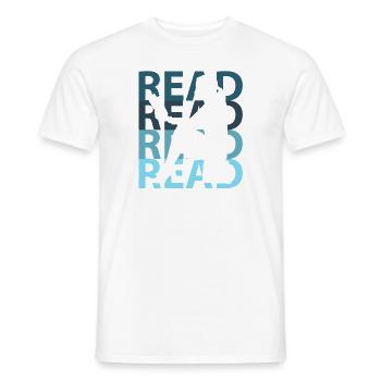 Reading book - Men's T-Shirt - white - Front - AI Model Male 178 dark (178cm)