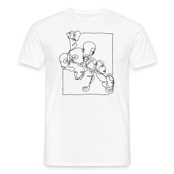 "Faces005" Oneline Premium Design Black - Men's T-Shirt - white - Front - AI Model Male 178 dark (178cm)
