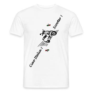 Scooter motor scooter Ciao Italia flag flowers - Men's T-Shirt - white - Front - AI Model Male 178 dark (178cm)