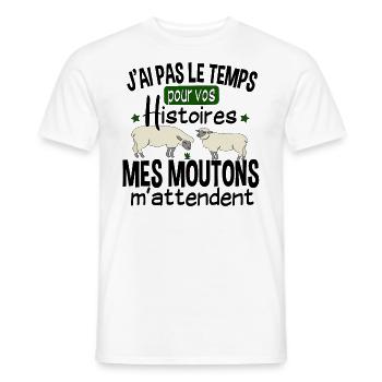 Mouton Moutons Brebis Fermier Berger Humour Noël - T-shirt homme - blanc - Devant - AI Model Male 178 dark (178cm)