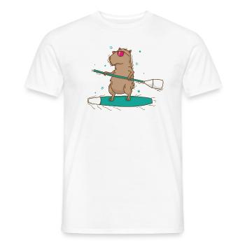 Caviidae Cochon d’Inde Surfs Rongeur - T-shirt homme - blanc - Devant - AI Model Male 178 dark (178cm)