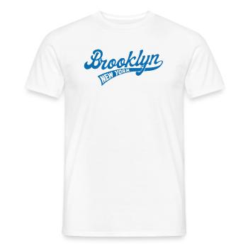 Hometown Brooklyn, Baseball Script - Men's T-Shirt - white - Front - AI Model Male 178 dark (178cm)