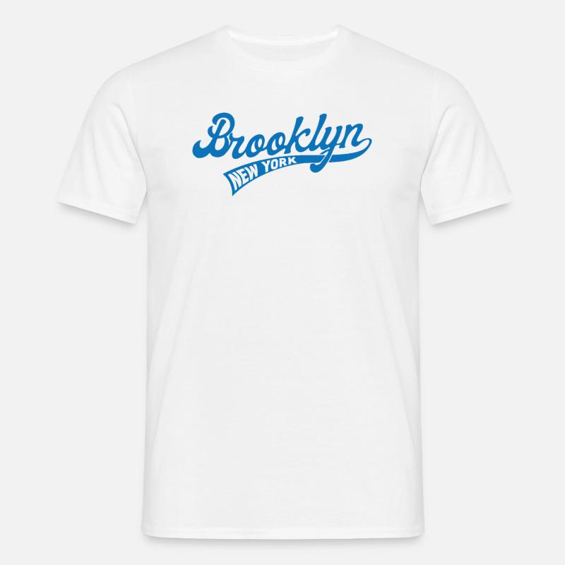 Hometown Brooklyn, Baseball Script - Men's T-Shirt - white