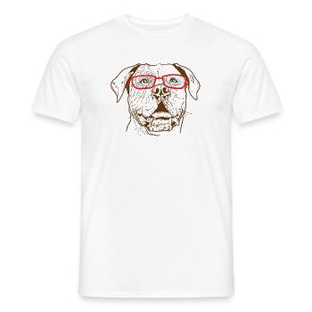 Bulldog with cool sunglasses dog - Men's T-Shirt - white - Front - AI Model Male 178 dark (178cm)