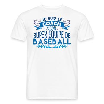 Coach Baseball | Cadeau coach Baseball Le Meilleur - T-shirt homme - blanc - Devant - AI Model Male 178 dark (178cm)