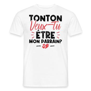 Tonton Veux tu être Mon Parrain? - T-shirt homme - blanc - Devant - AI Model Male 178 dark (178cm)