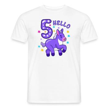 Bonjour FIVE âne, Cinquième anniversaire, 5ème anniversaire - T-shirt homme - blanc - Devant - AI Model Male 178 dark (178cm)