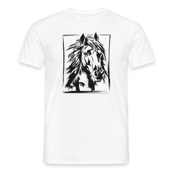 Cheval, équitation, dressage, dessin cadeau - T-shirt homme - blanc - Devant - AI Model Male 178 dark (178cm)