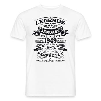 75th birthday Legendary since January Born in 1949 - Men's T-Shirt - white - Front - AI Model Male 178 dark (178cm)