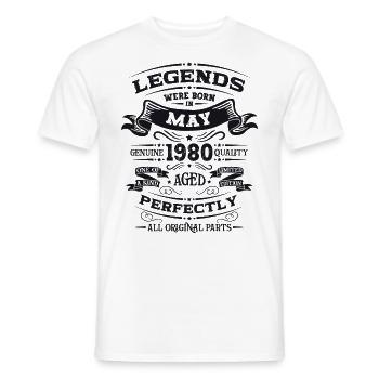Original Mai 1980 Millésime Années 1980 Anniversaire 1980 - T-shirt homme - blanc - Devant - AI Model Male 178 dark (178cm)