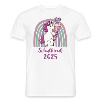 Écolier 2025 Licorne avec cône de sucre arc-en-ciel - T-shirt homme - blanc - Devant - AI Model Male 178 dark (178cm)